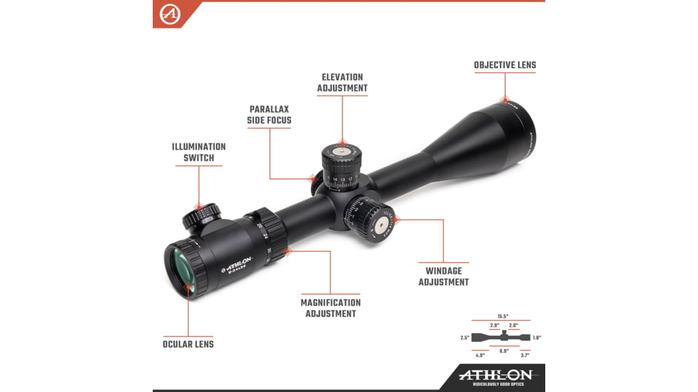Athlon Optics Argos BTR Gen II Rifle Scope, 8-34x56mm, 30mm Tube, FFP, APLR2 FFP IR MOA Reticle, 6061-T6, Matte, Black, 214067