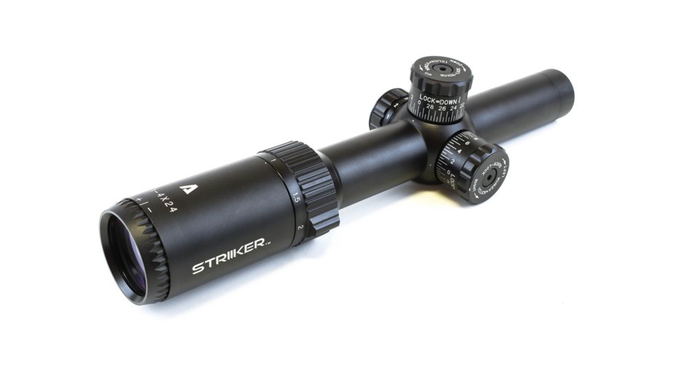 Atibal Striiker 1-4x24mm Rifle Scope, 30mm Tube, Second Focal Plane, 5.56/.308 Reticle, Black, AT-Str-1-4
