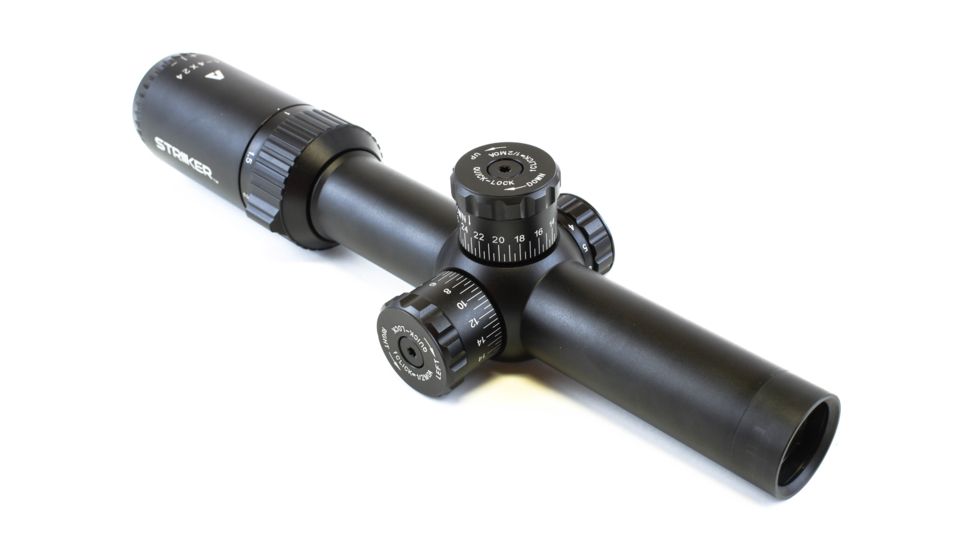 Atibal Striiker 1-4x24mm Rifle Scope, 30mm Tube, Second Focal Plane, 5.56/.308 Reticle, Black, AT-Str-1-4