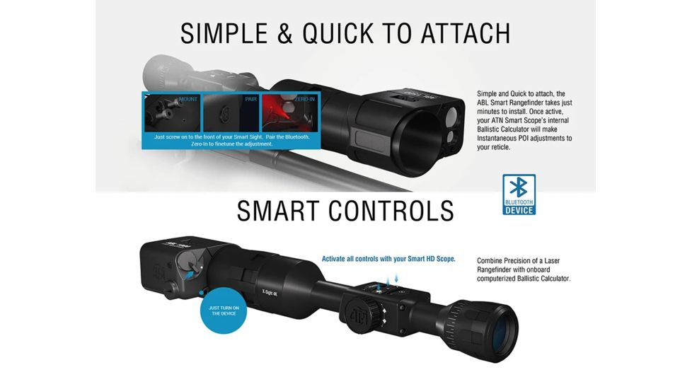 ATN ABL Smart Rangefinder, Laser range Finder 1500m w/ Bluetooth, Black, ACMUABL1500