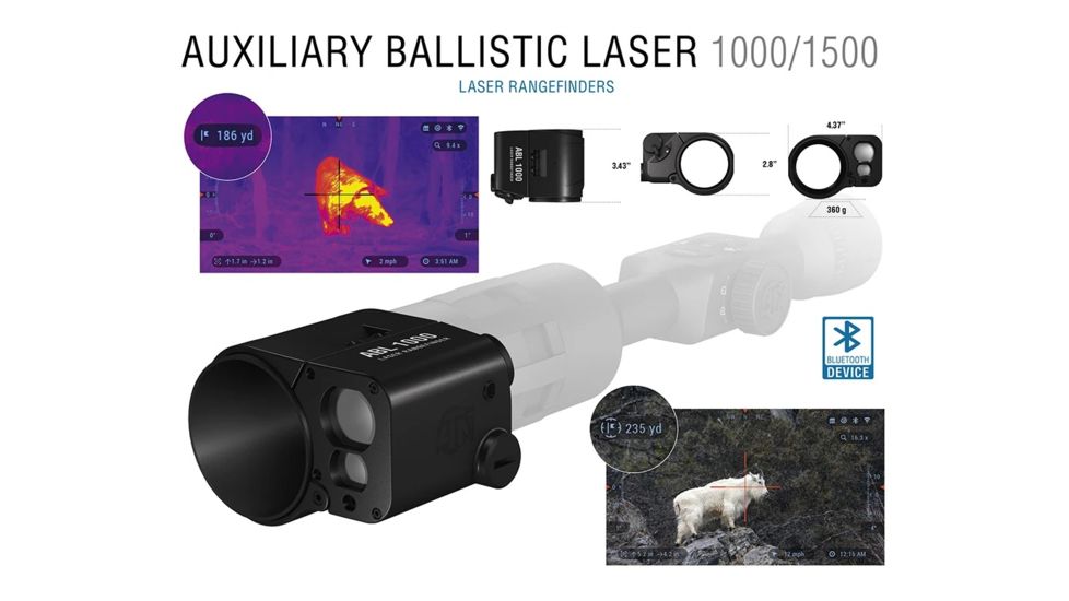 ATN ABL Smart Rangefinder, Laser range Finder 1500m w/ Bluetooth, Black, ACMUABL1500