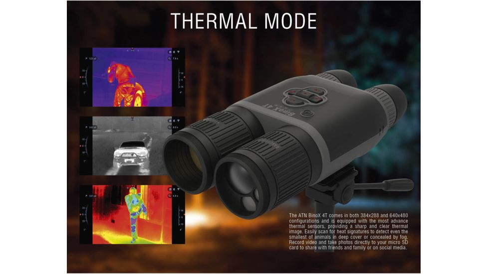 ATN Binox-4T 384-1.25-5x Thermal Binocular, Black / Grey, TIBNBX4381L