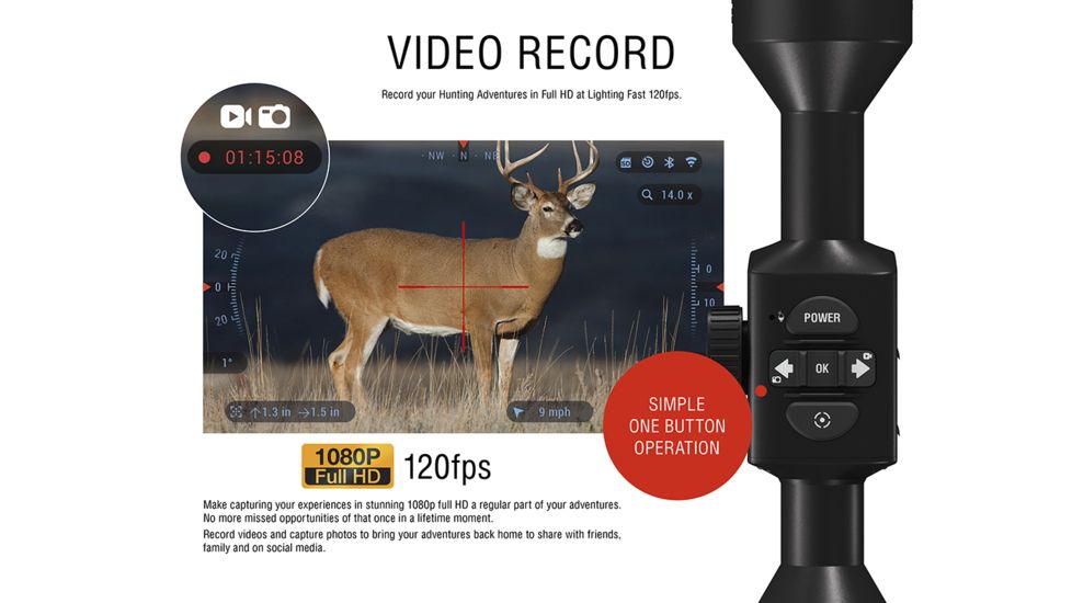 ATN X-Sight-4k, 3-14x, Pro edition Smart Day/Night Hunting Rifle Scope with Full HD Video rec, WiFi, GPS, Smooth zoom and Smartphone controlling thru iOS or Android Apps, Black, DGWSXS3144KP