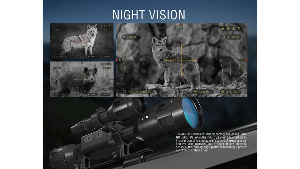 ATN X-Sight-4k, 3-14x, Pro edition Smart Day/Night Hunting Rifle Scope with Full HD Video rec, WiFi, GPS, Smooth zoom and Smartphone controlling thru iOS or Android Apps, Black, DGWSXS3144KP