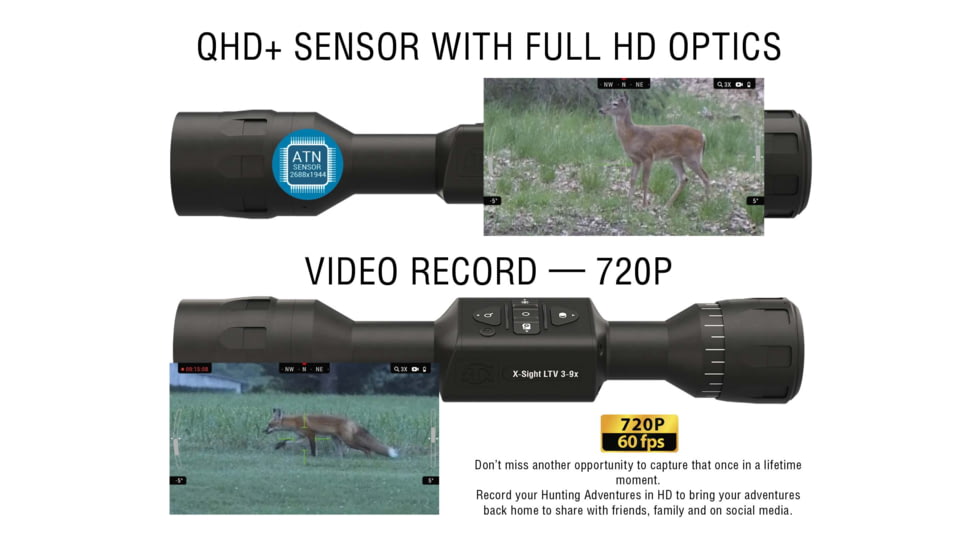 ATN X-Sight LTV 3-9x30mm Day/Night Hunting Rifle Scope, Black, DGWSXS309LTV