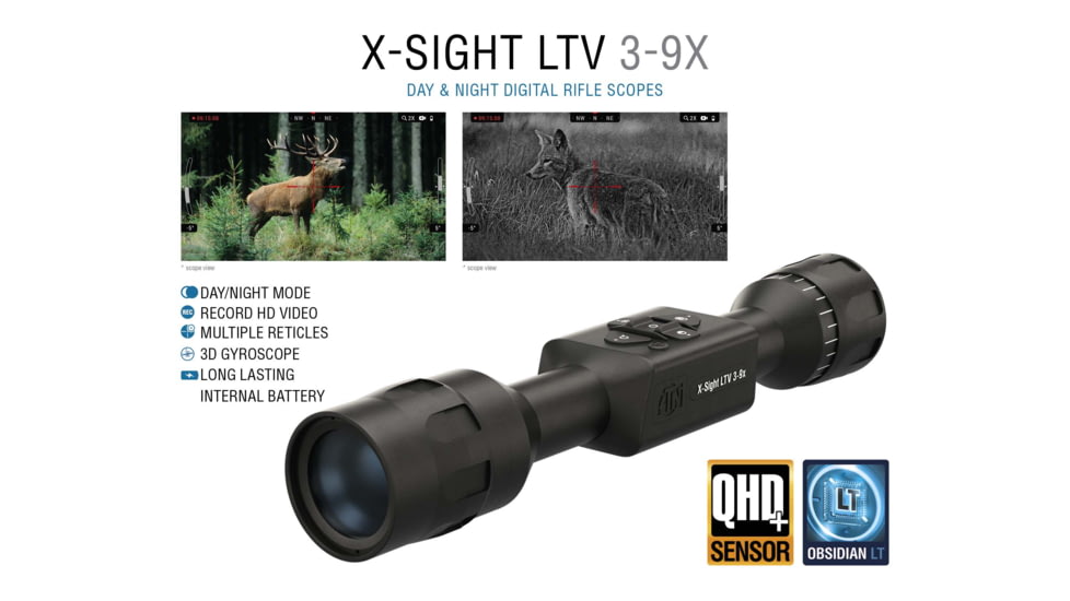 ATN X-Sight LTV 3-9x30mm Day/Night Hunting Rifle Scope, Black, DGWSXS309LTV