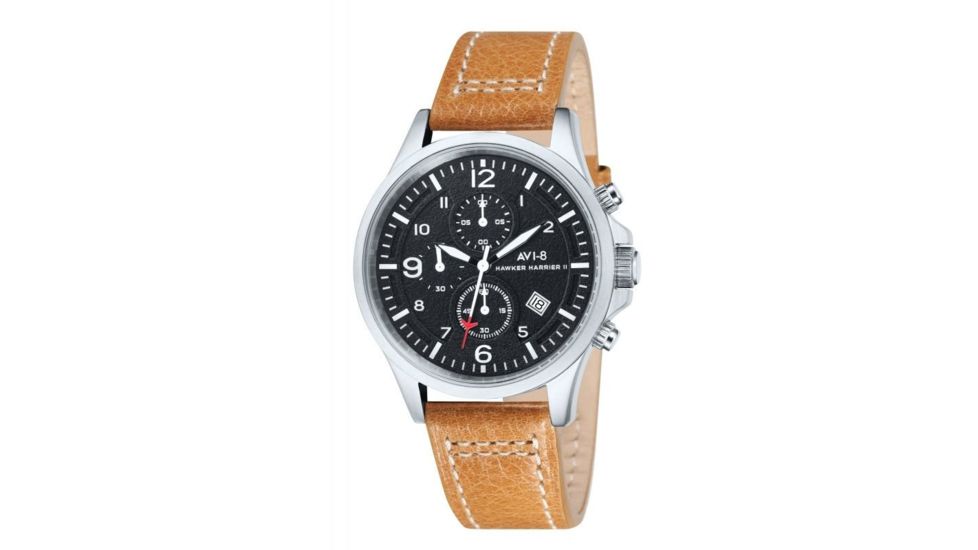 AVI-8 Hawker Harrier II Watch Japan Quartz Chronograph with Date, Black/Tan, AV-4001-02