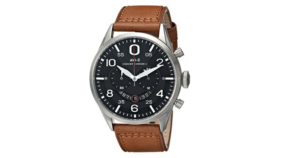 AVI-8 Hawker Harrier II Watch Japan Quartz Chronograph with Date, Black/Brown, AV-4031-02