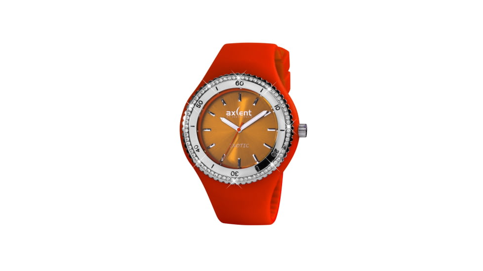 Axcent Exotic Watch, Orange Strap, Orange Face, Silver Hands X15604-08