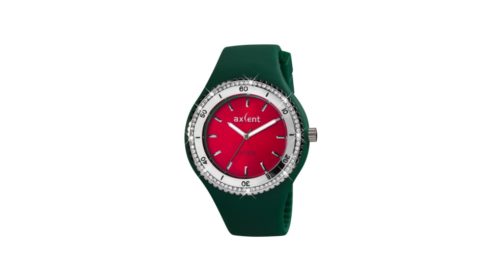 Axcent Exotic Watch, Forest Green Strap, Red Face, Multicolor Hands X15604-13