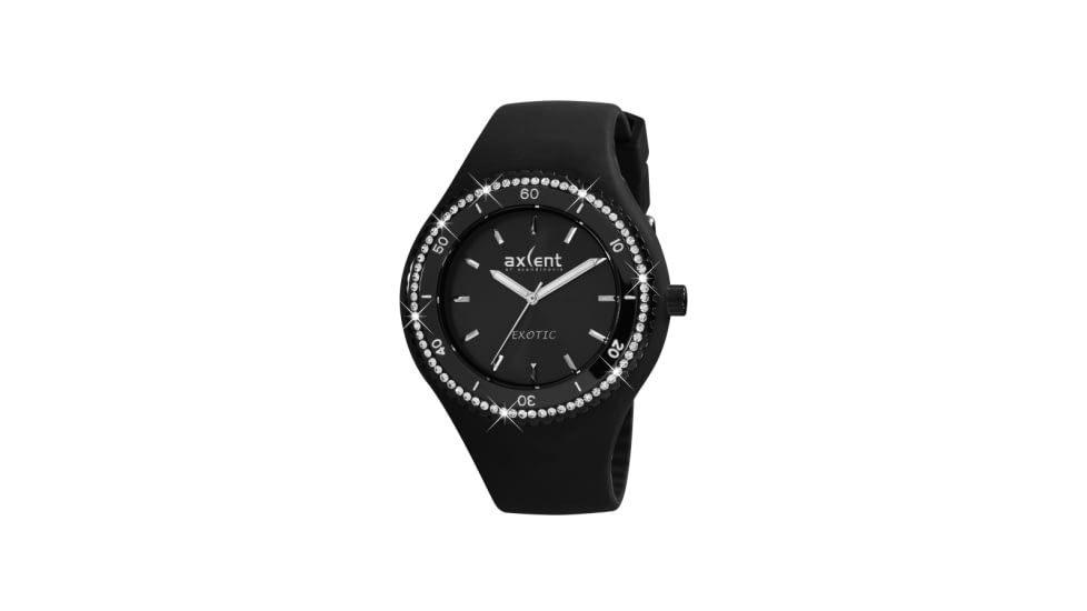 Axcent Exotic Watch, Black Strap, Black Face, Silver Hands X1560b-16