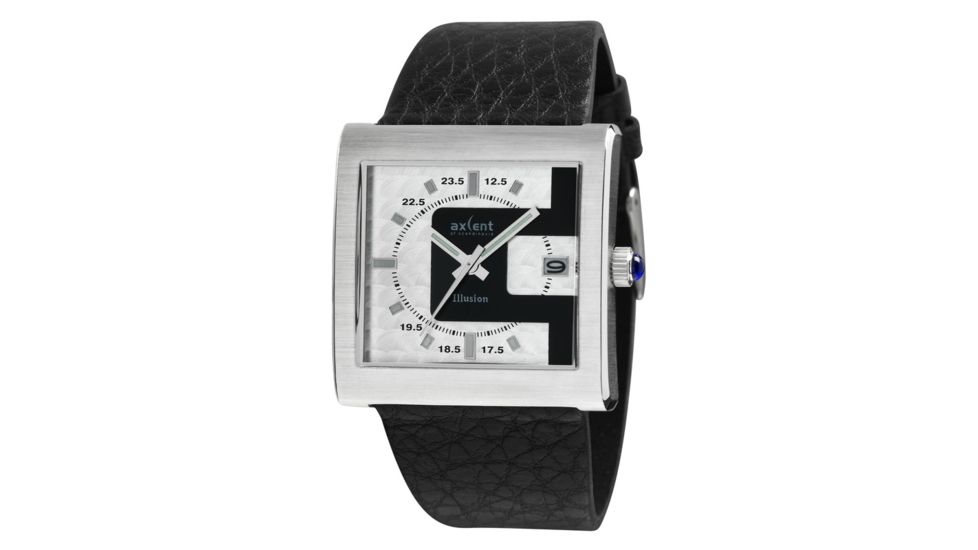 Axcent Illusion Watch, Black Strap, White Face, Silver Hands X32141-237