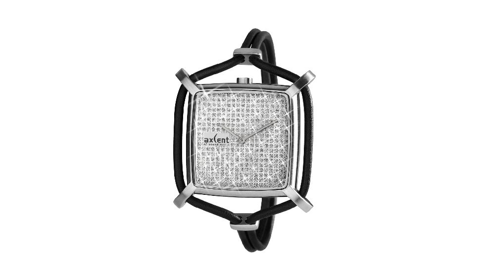 Axcent Snowflake Watch, Black Strap, Silver Face, Silver Hands X32412-057