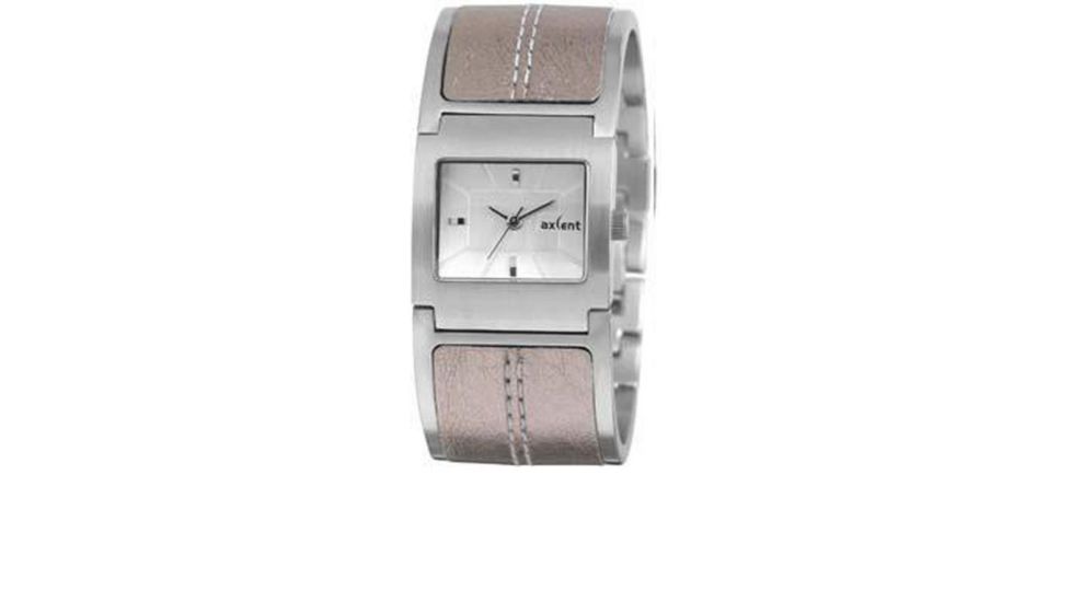 Axcent Bangle Watch, Brown+Silver Bracelet, Silver Face, Silver Hands X36031-630