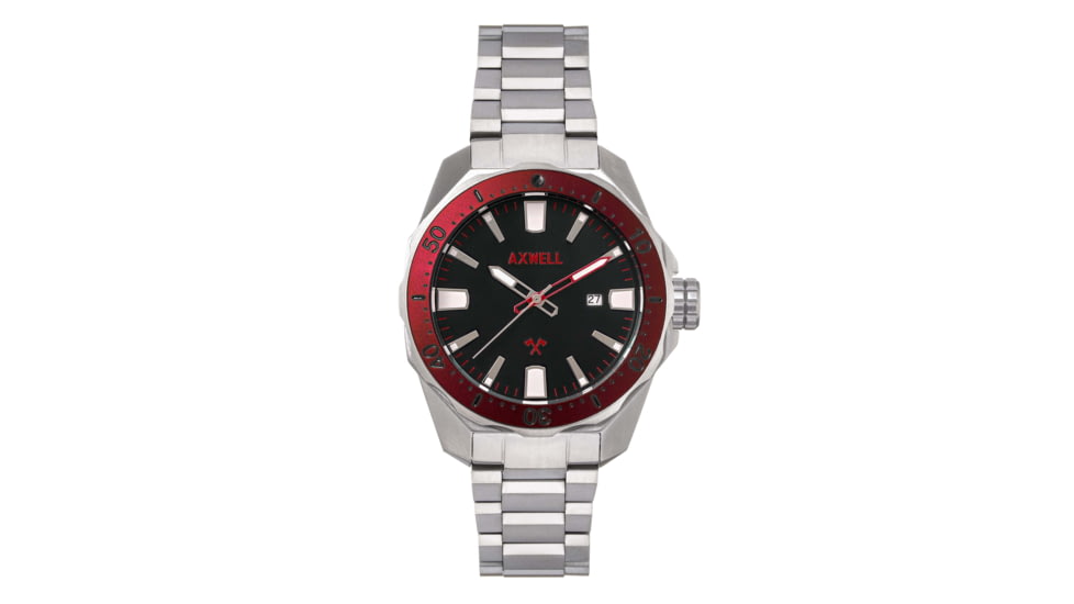 Axwell Bracelet Watch w/ Date, Black/Red, AXWAW107-6, Black/Red, One Size, AXWAW107-6