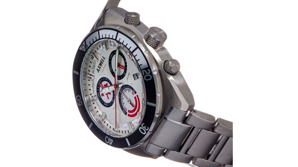 Axwell Chronograph Bracelet Watch w/Date, White/Black, AXWAW105-3, White/Black, One Size, AXWAW105-3