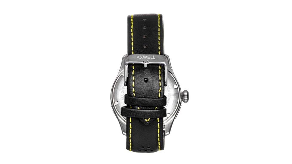 Axwell Leather-Band Watch w/Date, Black/Grey, AXWAW102-3, Black/Grey, One Size, AXWAW102-3