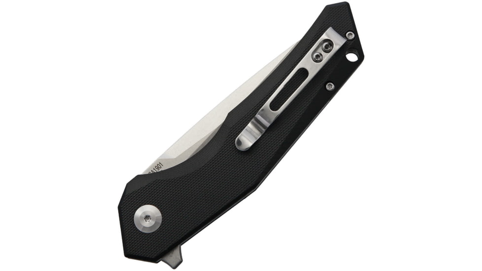 B'yondEDC Arch Folding Knife, 4.75in Closed, 3.75in, D2 Tool Steel, Stonewash Blade, Black G10 Handle, SA1901DG-BK