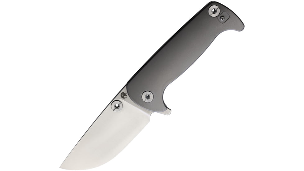 B'yondEDC Chunk Folding Knife, 4.5in Closed, 3.5in, S35VN, Satin Blade, Gray Satin Titanium Handle, Nylon Sheath, ASM2102NA