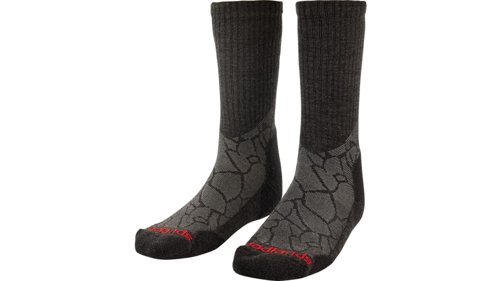 Badlands Lightweight Merino Crew Socks - Mens, Black/Grey, Large, 21-44170