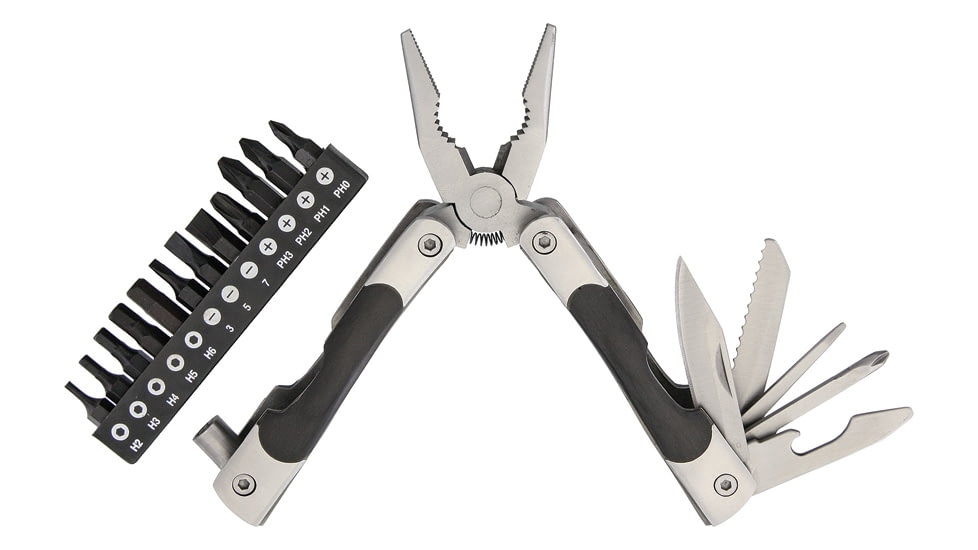 Baladeo Processus 21 Function Tool Multi-Tools, Folding Knife, 3.625in Closed, SS Blade, Stamina Wood Handle, 3.625in Closed, SS Components, Black Stamina Wood Handles, Black, TEM011