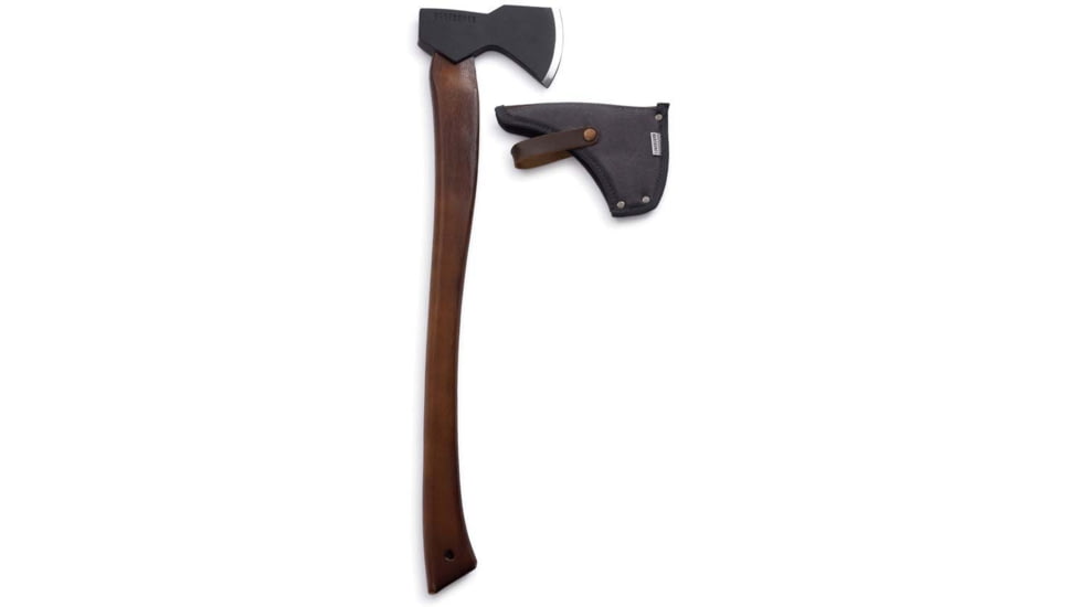 Barebones Felling Axe, 23.5in Overall, 1055HC Steel, 6.25in Black Coated Axe Head w/ 3.75in Cutting Edge, Brown Hickory Handle, HMS-2103