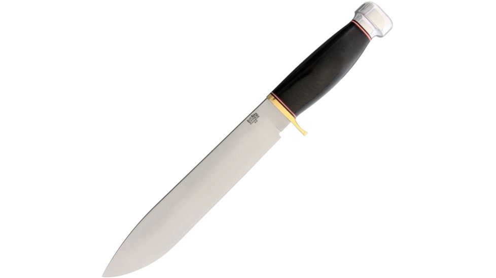 Bark River 1909 Michigan Bowie Black Fixed Blade Knife, 10in, A2 Tool Steel, Standard Edge, Satin, Black, Canvas Micarta Handle BA09215PMBC