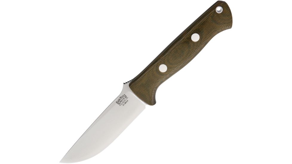 Bark River Bravo-1 LT Green Canvas Fixed Blade Knife, 4.25in, Standard Edge, Satin, Green, Canvas Micarta Handle BA07146MGC
