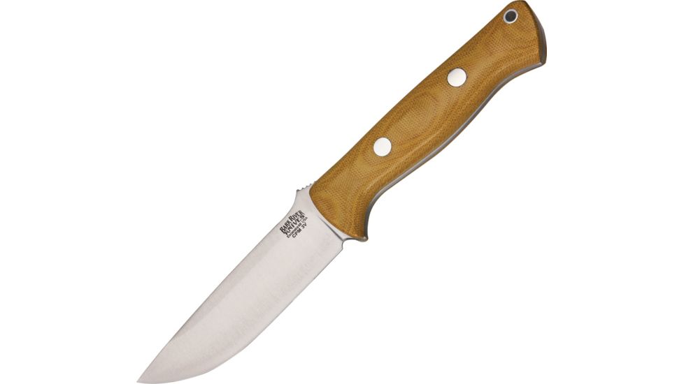 Bark River Bravo 1 LT Natural Canvas Fixed Blade Knife, 4.25in, Carbon Steel, Standard Edge, Natural, Canvas Micarta Handle BA07126MNC