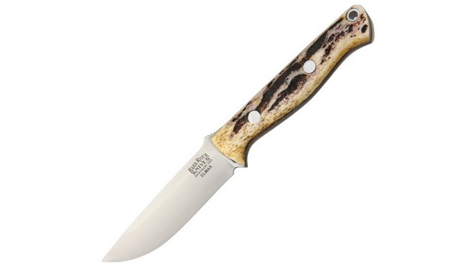 Bark River Bravo EDC Antique Stag Fixed Blade Knife, 3.25in, Drop Point, Antique, Stag Bone Handle BA047BAS