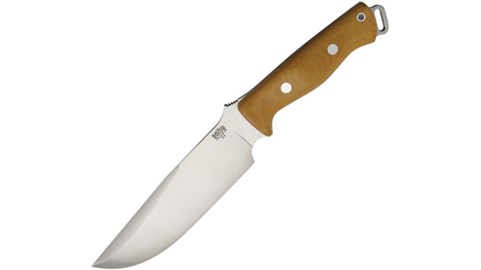 Bark River Bravo Survivor Natural Canvas Fixed Blade Knife, 7.125in, A2 Tool Steel, Natural, Canvas Micarta Handle BA07116MNC