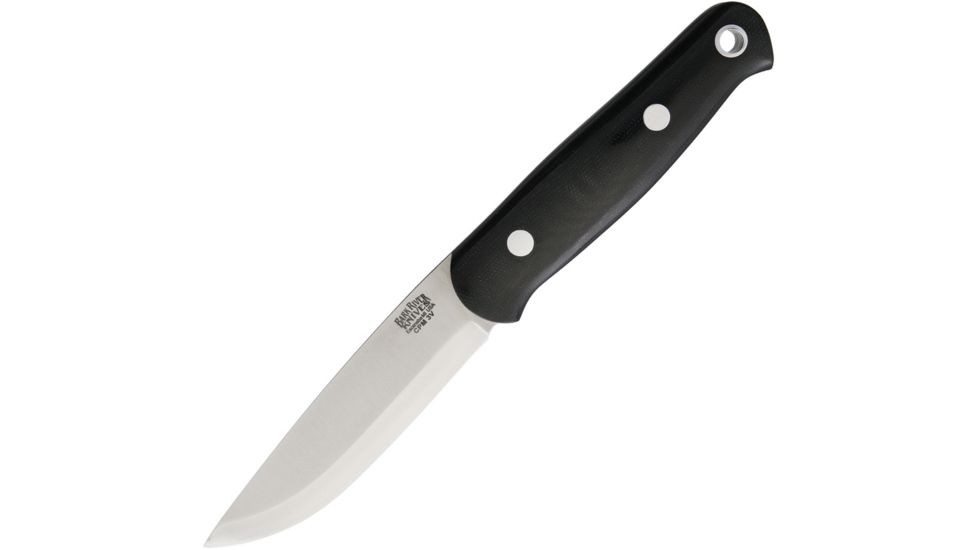Bark River Bushcrafter II Black Canvas Fixed Blade Knife, 4.5in, CPM-3V Steel, Standard Edge, Black, Micarta Handle BA06223MBC