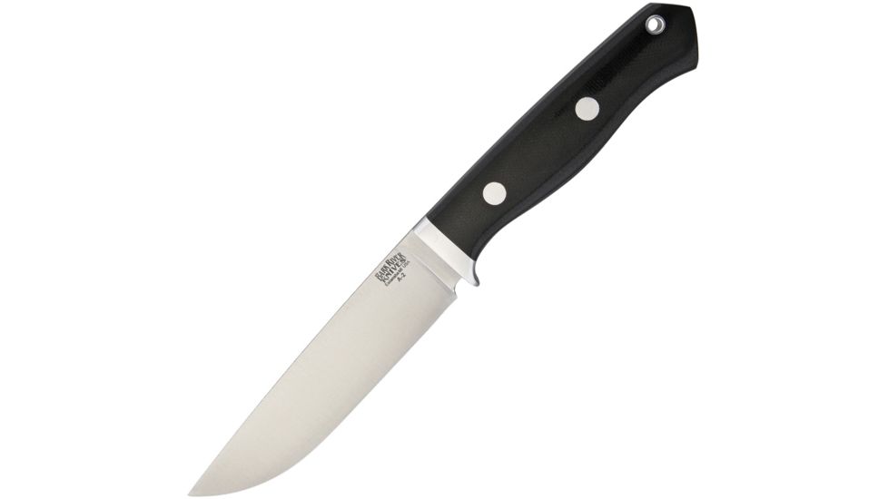 Bark River Camp and Trail Black Canvas Fixed Blade Knife, 5in, A2 Tool Steel, Black, Canvas Micarta Handle BA02130MBC