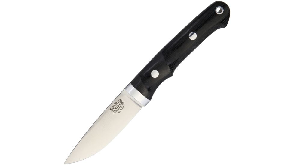 Bark River Classic Utility Caper Black Fixed Blade Knife, 3.25in, Standard Edge, Satin, Black, Canvas Micarta Handle BA02156MBC