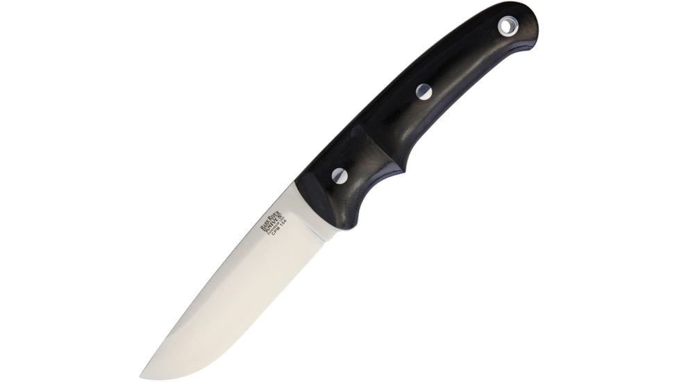 Bark River Drop Point Hunter Black CPM154 Knife, 4 satin finish CPM-154 stainless drop point blade, Black canvas micarta handle, 02-157MBC