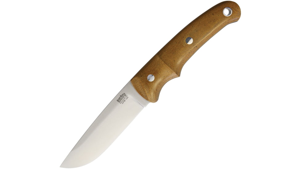 Bark River Drop Point Hunter Natural CPM Knife, 4 satin finish CPM-154 stainless drop point blade, Natural canvas micarta handle, 02-157MNC