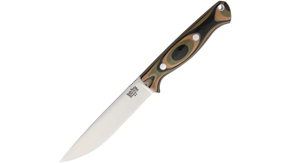 Bark River Gunny Vortex Rampless Mil Spec Fixed Blade Knife, 4.875in, A2 Tool Steel, Standard Edge, Satin, Camo, G10 Handle BA07010NGMSC
