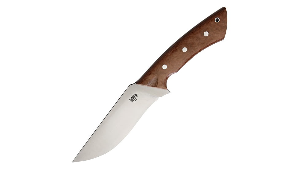 Bark River Los Lobos Fixed Blade Knife, Los Lobos, 12in Overall, 6.25in Satin A2 Tool Steel Blade, Brown Canvas Micarta Handle, Brown Leather Belt Sheath, Designed By Shane Wink, 10-117MNC
