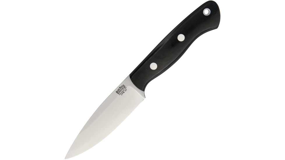 Bark River Mini Aurora Black Canvas Fixed Blade Knife, 3.75in, CPM-3V Steel, Standard Edge, Black, Canvas Micarta Handle BA06025MBC