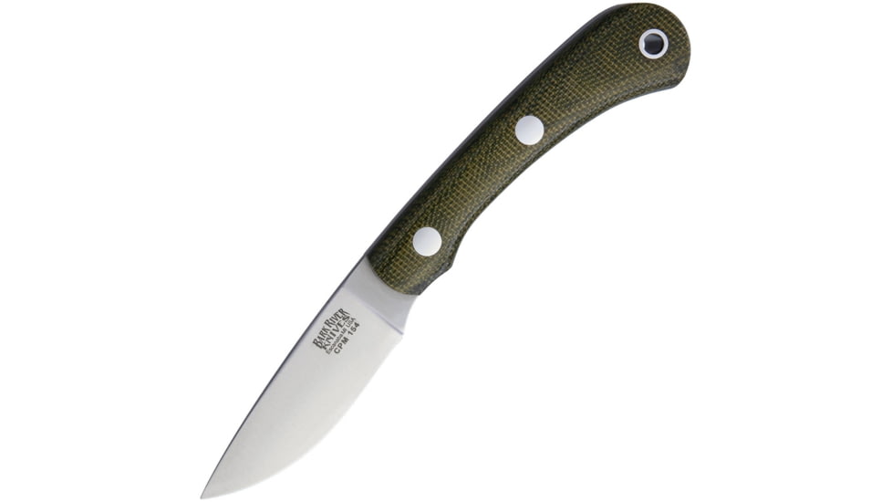 Bark River Pro Scalpel II CPM154 Fixed Blade Knife, 5.75in Overall, 2.25in Satin Cpm-154 SS Drop Point, Green Canvas Micarta Handle, Brown Leather Belt Sheath, 01-150MGC