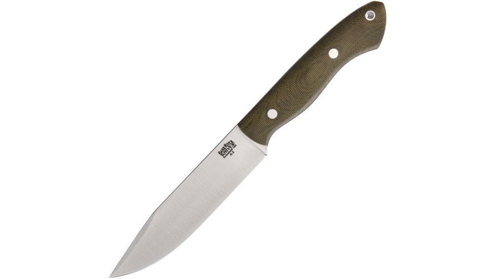 Bark River Sahara Hunter Green Canvas Fixed Blade Knife, 5.25in, A2 Tool Steel, Brushed, Green, Canvas Micarta Handle BA115MGC