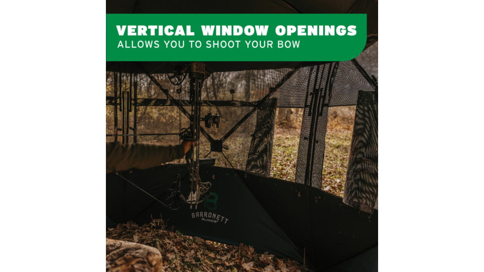 Barronett Blinds Grandview, See-Through Hunting Blind, View-Through Fabric, Silent Shooting Windows, Bloodtrail Backwoods, 82in x 105iin x 103in, Bloodtrail Backwoods, 4-Person, GV450BW