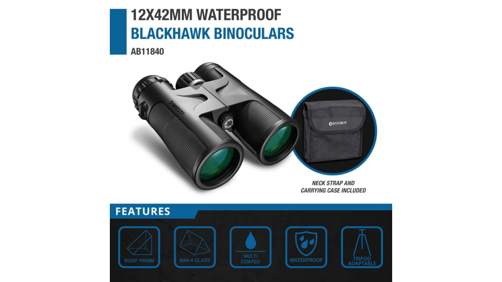 Barska 12x42 WP Blackhawk, Bak-4,Green Lens,CP AB11841