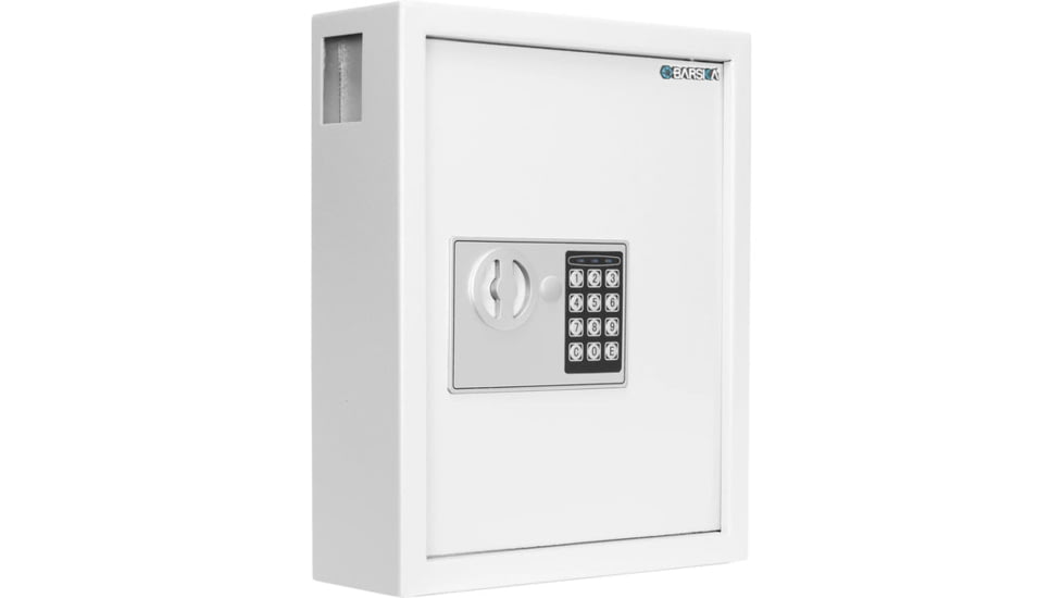 Barska 40 Capacity Fixed Position Key Cabinet Digital Keypad Wall Safe, White, Small, AX13964