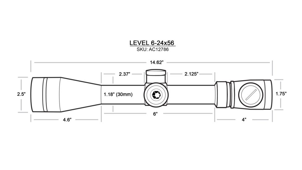 Barska 6-24x56mm Level Rifle Scope, Illuminated MOA Reticle, Black, Medium AC12786