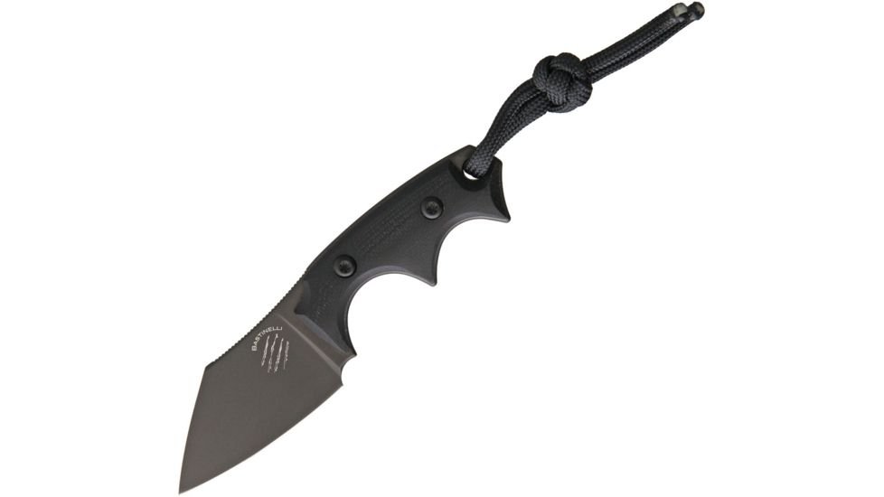 Bastinelli Creations BB Drago Black PVD Fixed Blade Knife, 2in, Standard Edge, Black, Micarta Handle BAS10V2B