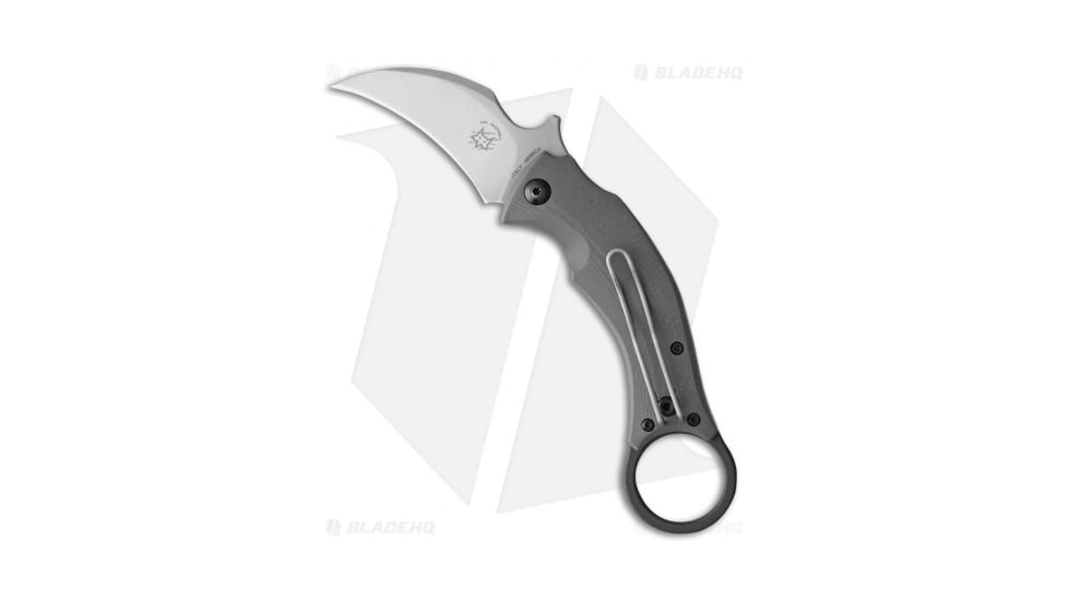 Bastinelli Creations Black Bird Folding Knife, 2.50in, Bohler N690 Stainless Steel, Hawkbill Blade, G10 Gray Handle, Steel/Gray, 6.625in, BHQ-79675