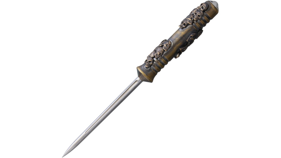 Bastinelli Creations Ice Scream Crypt Knife, 4.38 blade, Hand made custom bronze handle with skull artwork, ICE SCREAM CRYPT