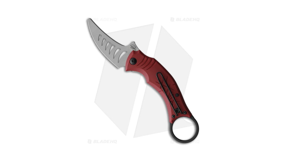 Bastinelli Creations Mako Folding Knife, 2.50in, 440A, Trailing Point Blade, Polymer Red Handle, Steel/Red, 7.00in, BHQ-137321