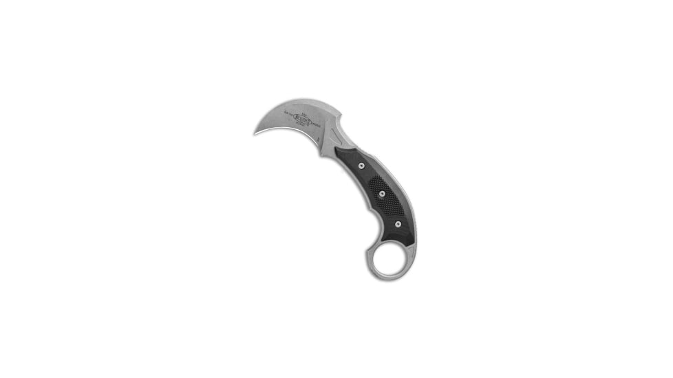 Microtech Bastinelli Iconic Karambit Fixed Blade Knife, 2.25in, CTS-204P, Hawkbill Blade, G-10, Black Handle, Black/Dark Gray, 6.125 inch, BHQ-118539